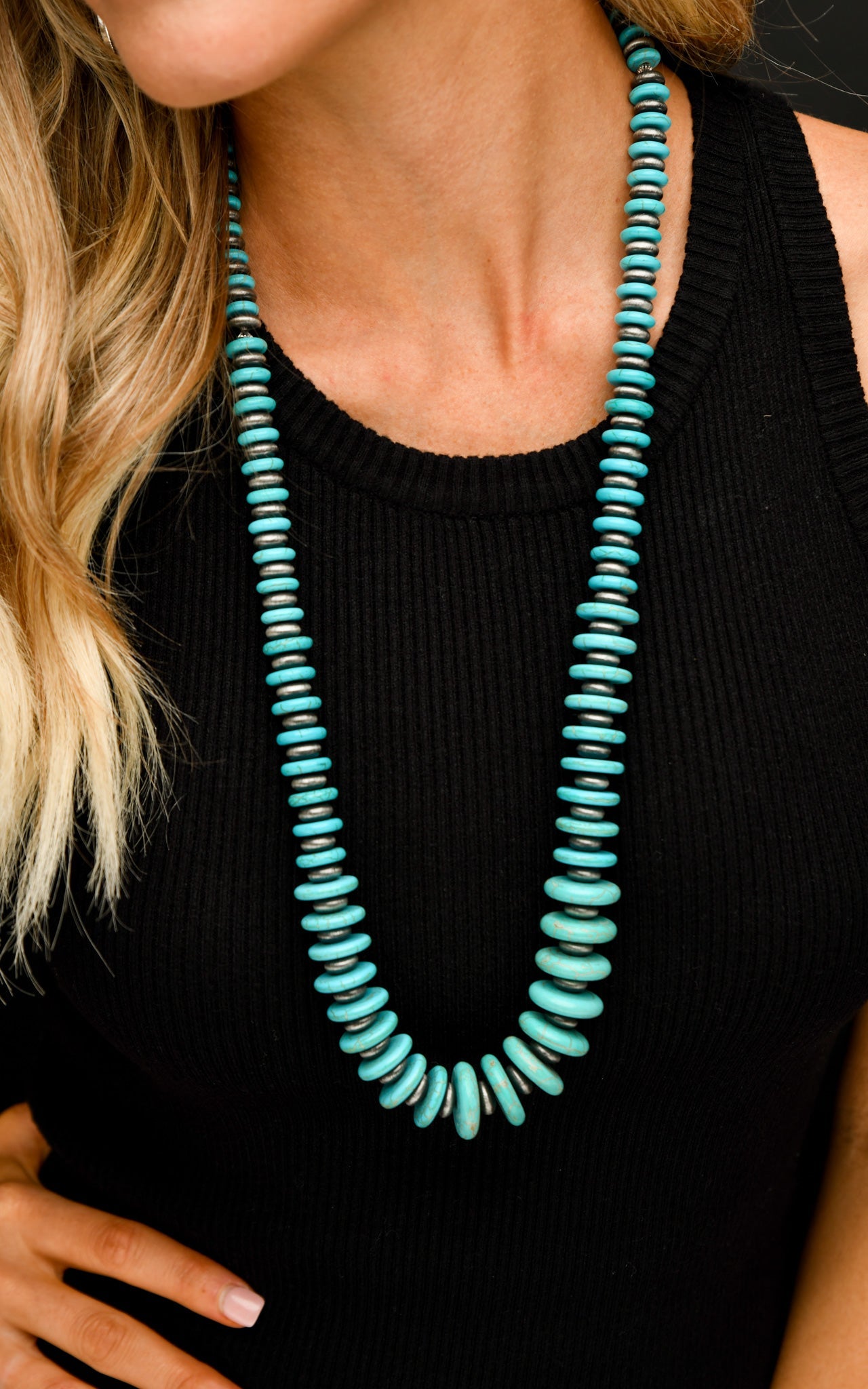 Turquoise and Faux Navajo Pearl Necklace