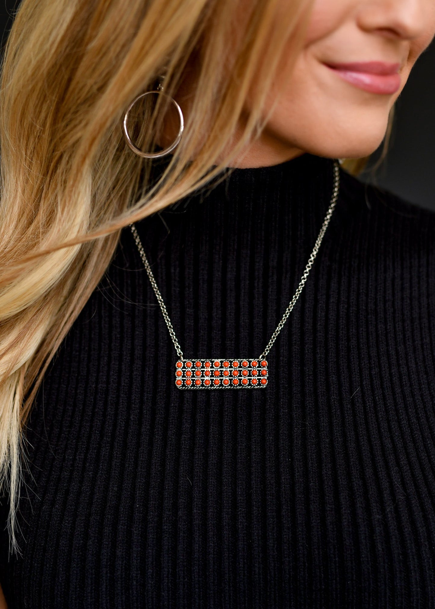 Snake Eye Red Bar Necklace