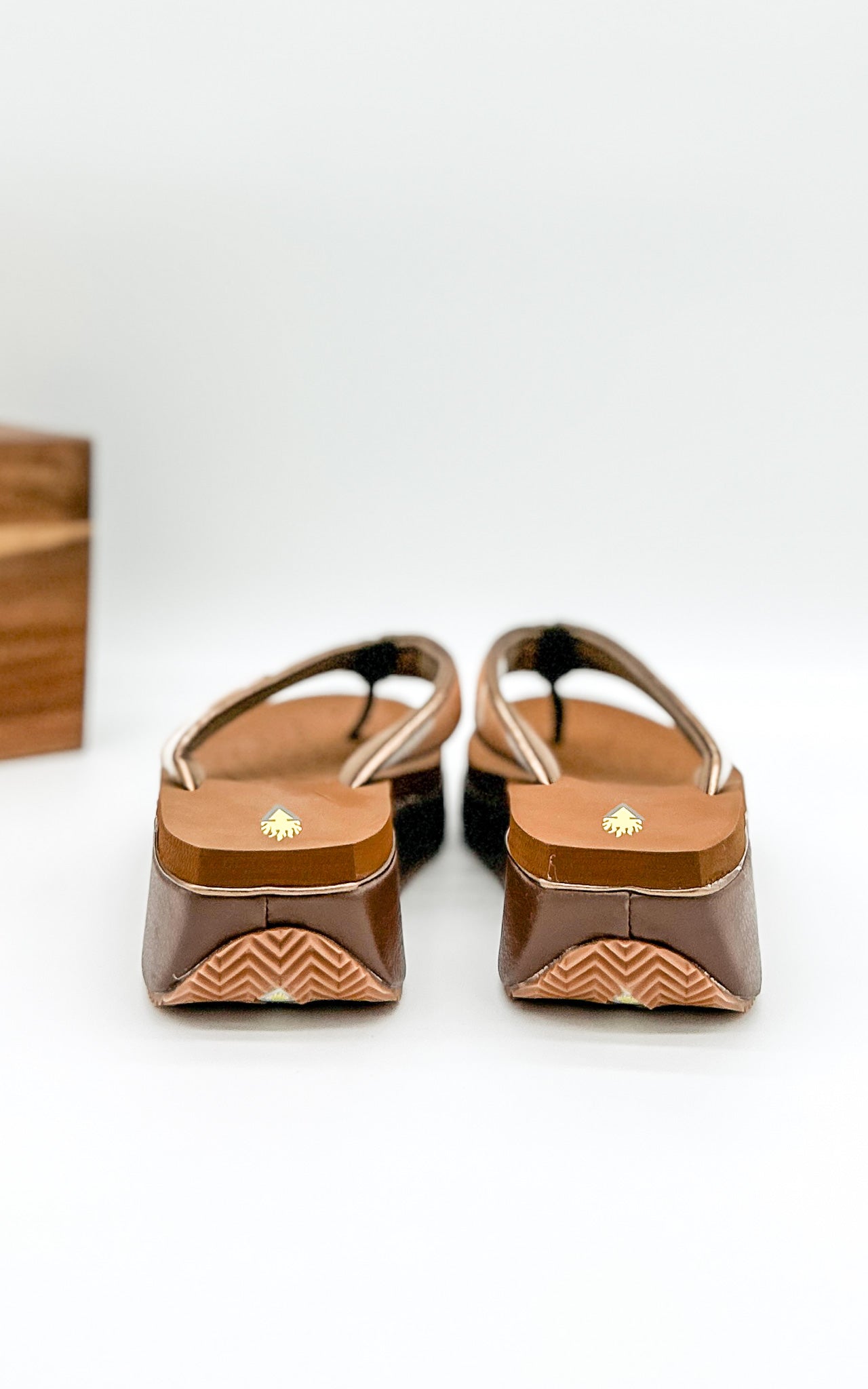 Volatile Neville Sandals in Tan with White Cowhide Straps