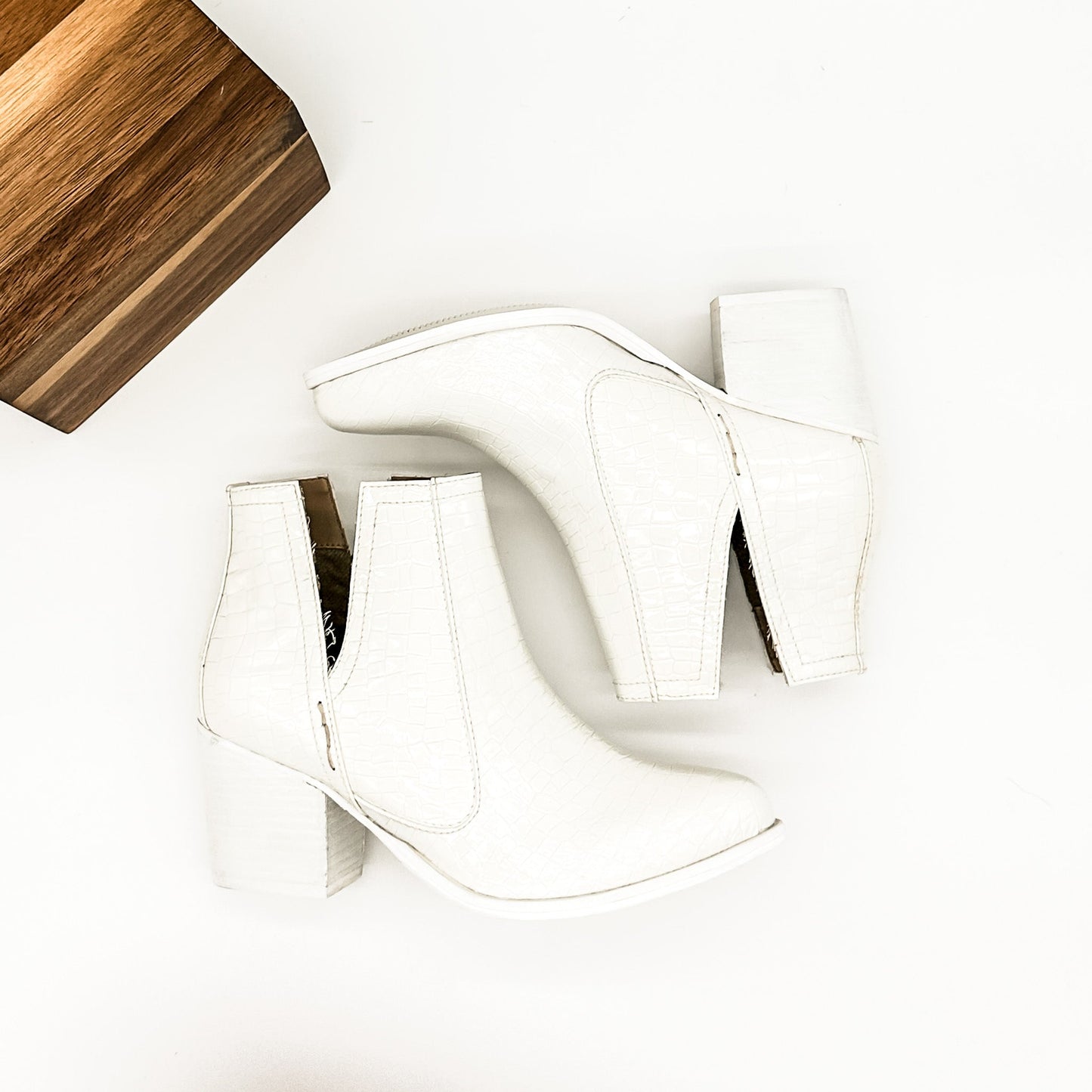 Not Rated Tarim Booties in White Croc