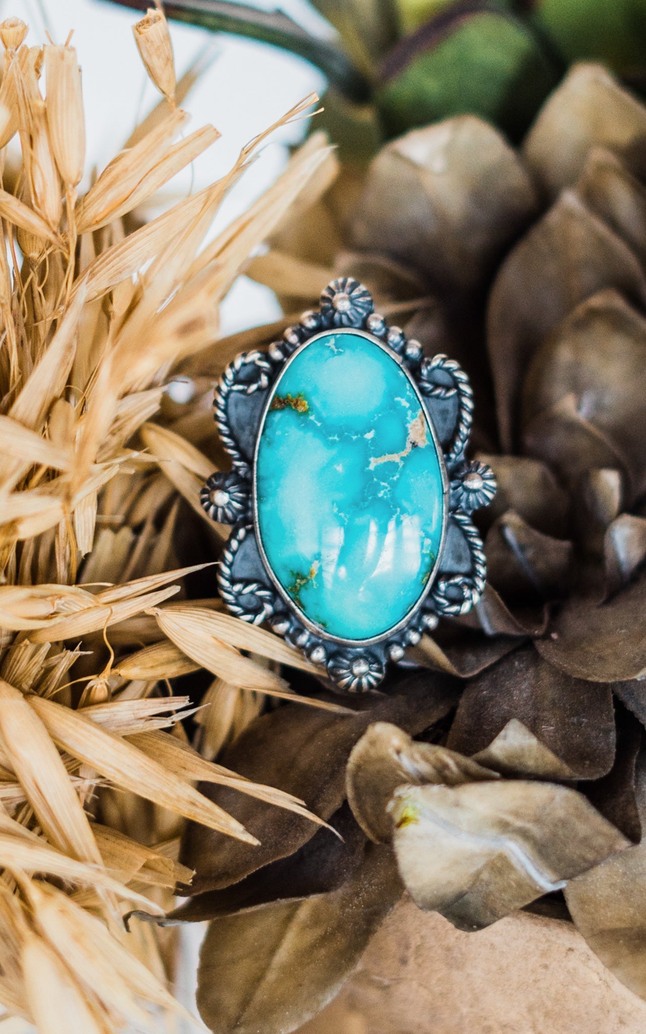 Larry Yazzie Sonoran Rose Turquoise Ring