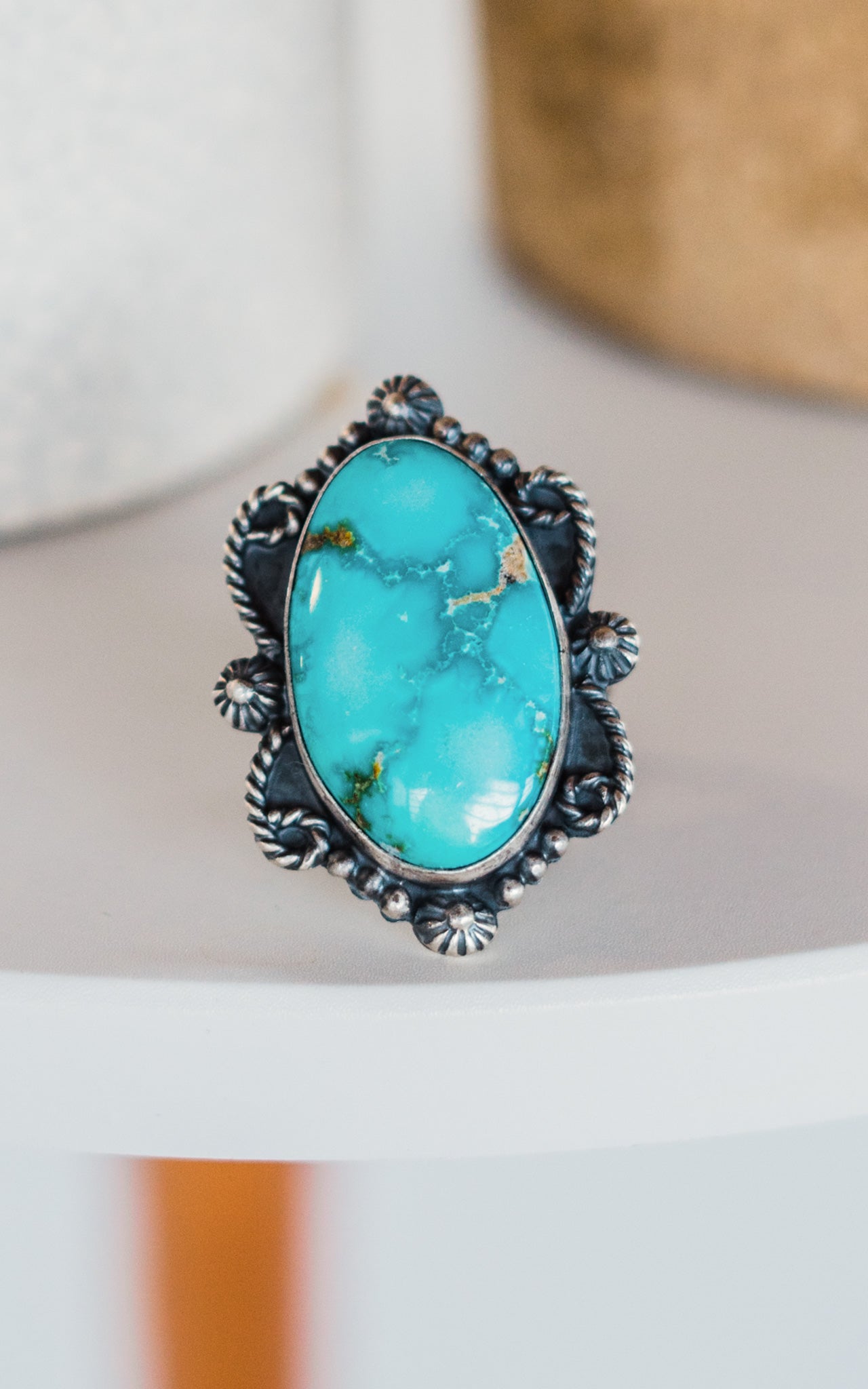Larry Yazzie Sonoran Rose Turquoise Ring