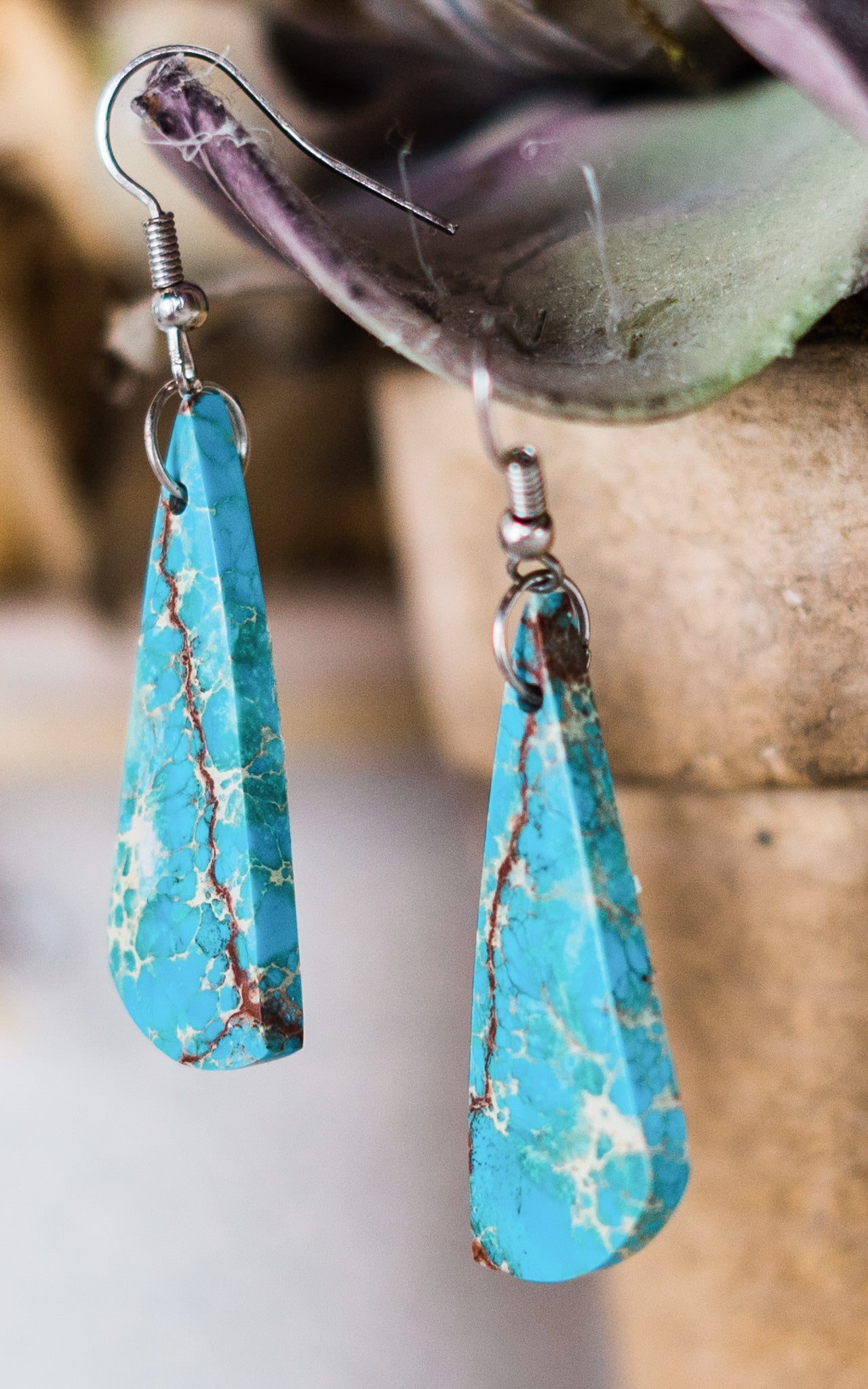 Southwestern Blue Indigo Slab Earrings