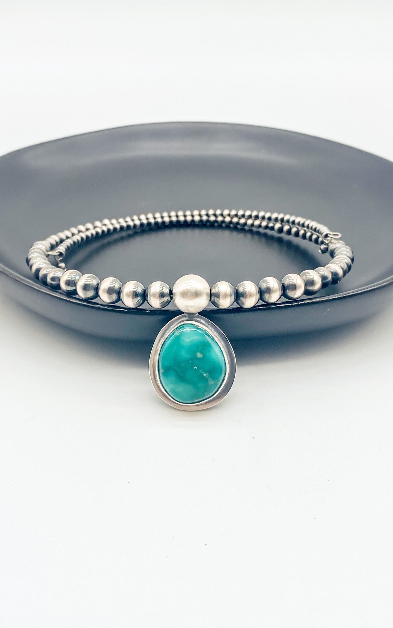 Tony Yazzie Kingman Turquoise and Navajo Pearl Necklace