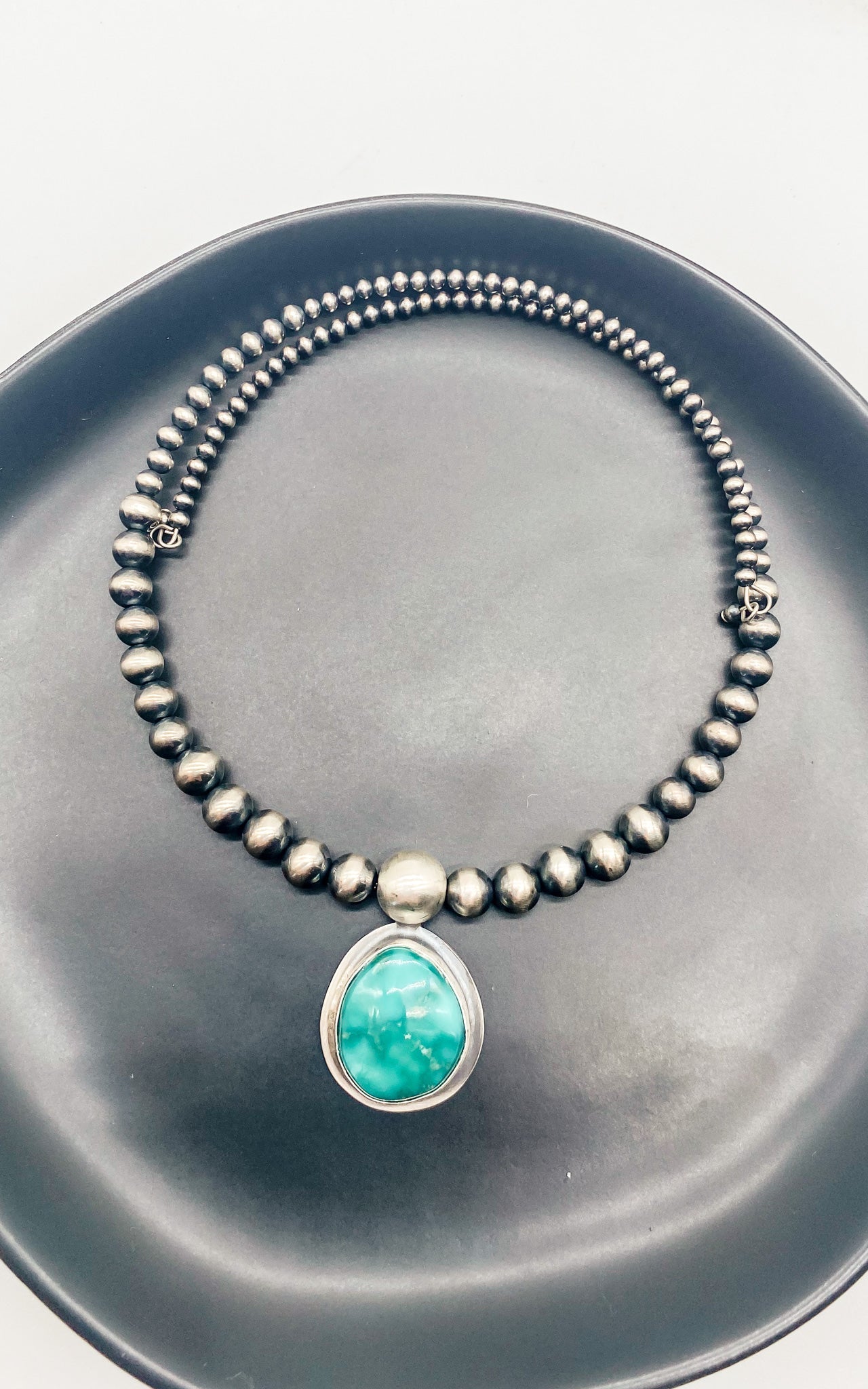 Tony Yazzie Kingman Turquoise and Navajo Pearl Necklace