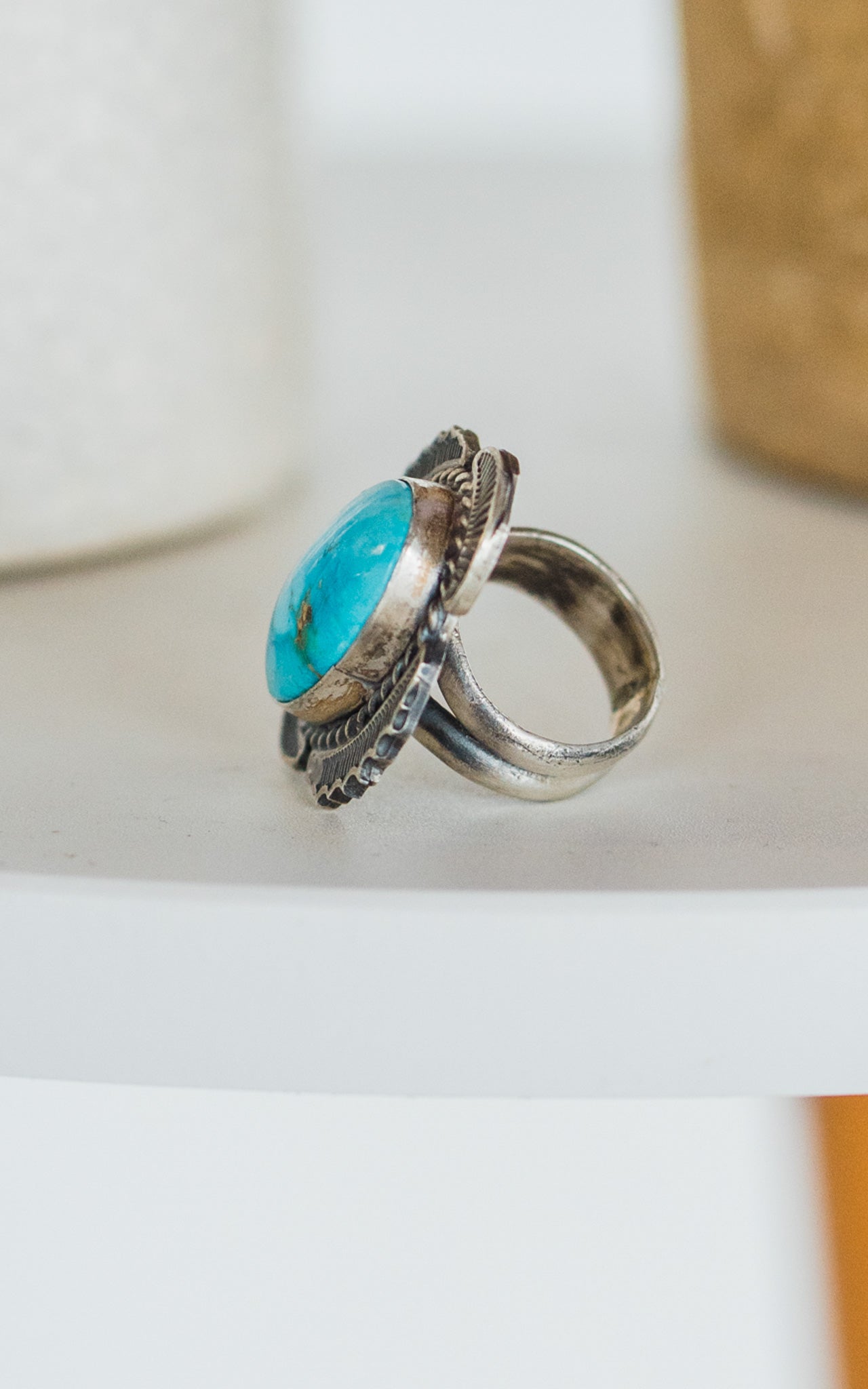 Gilbert Nez Sonoran Gold Turquoise Ring