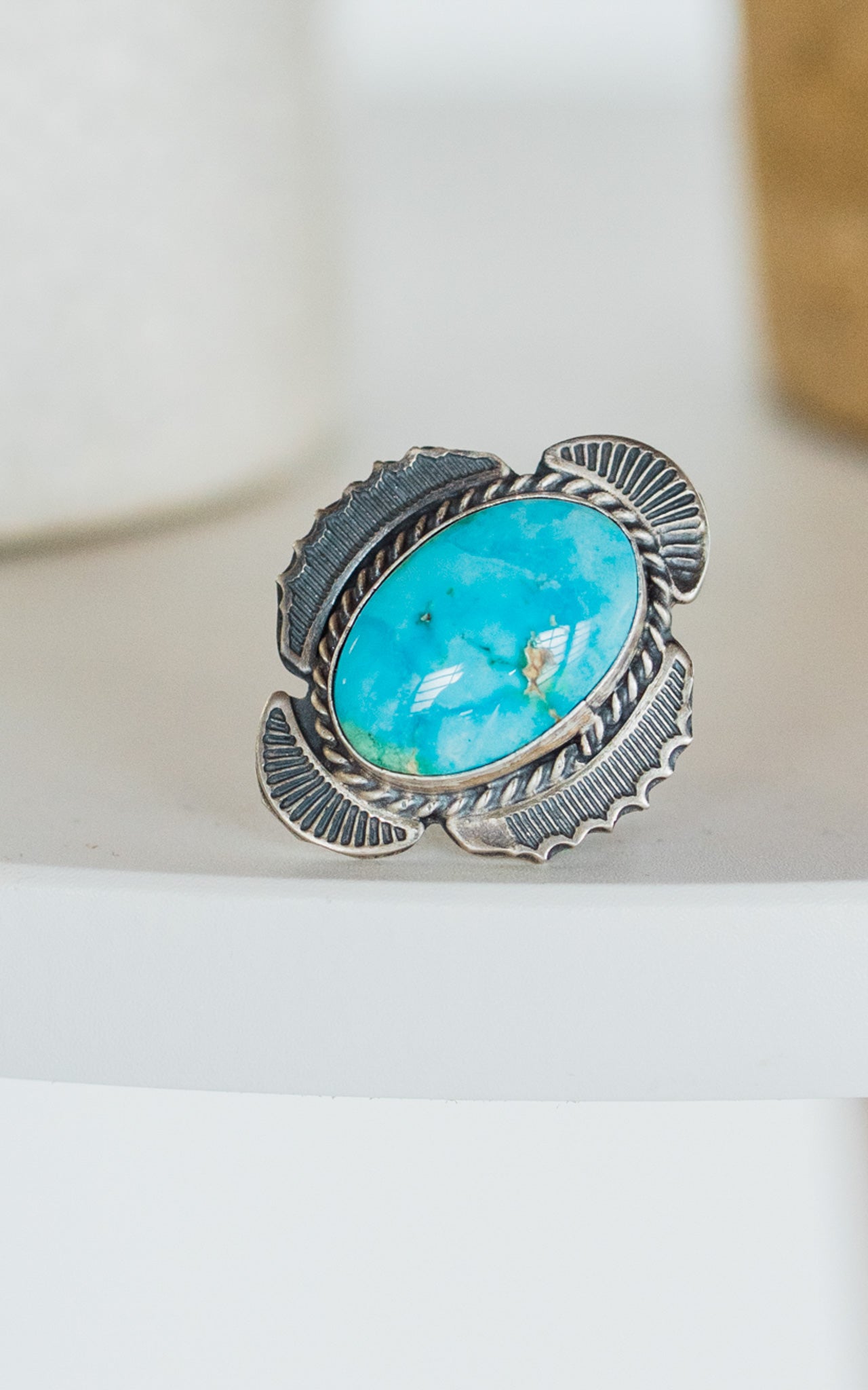 Gilbert Nez Sonoran Gold Turquoise Ring