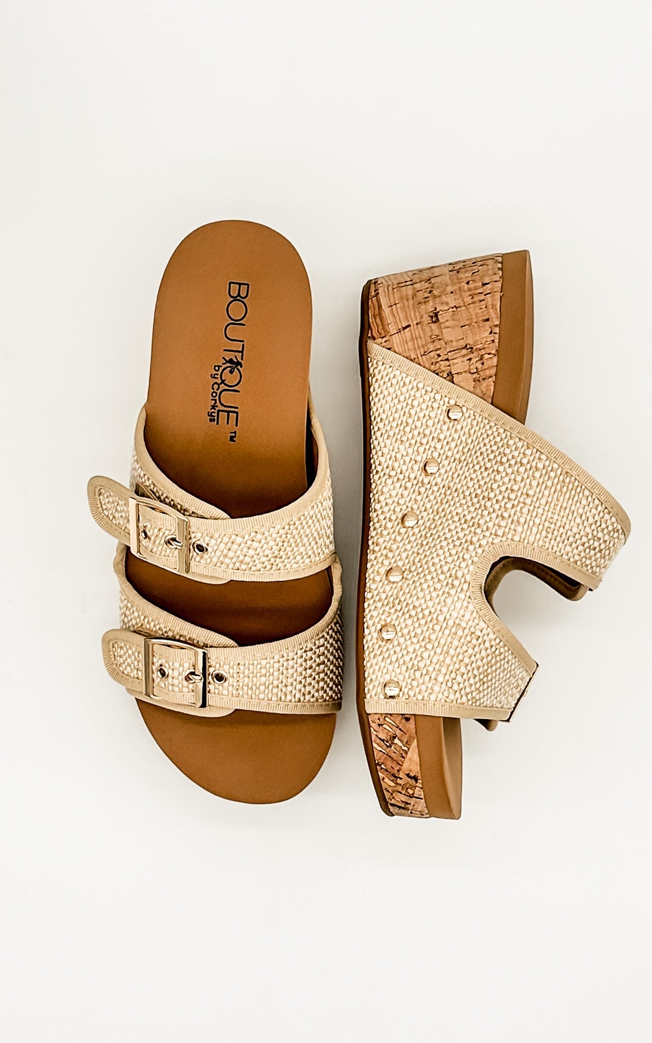 Corkys Twinkie Wedge in Shiny Raffia