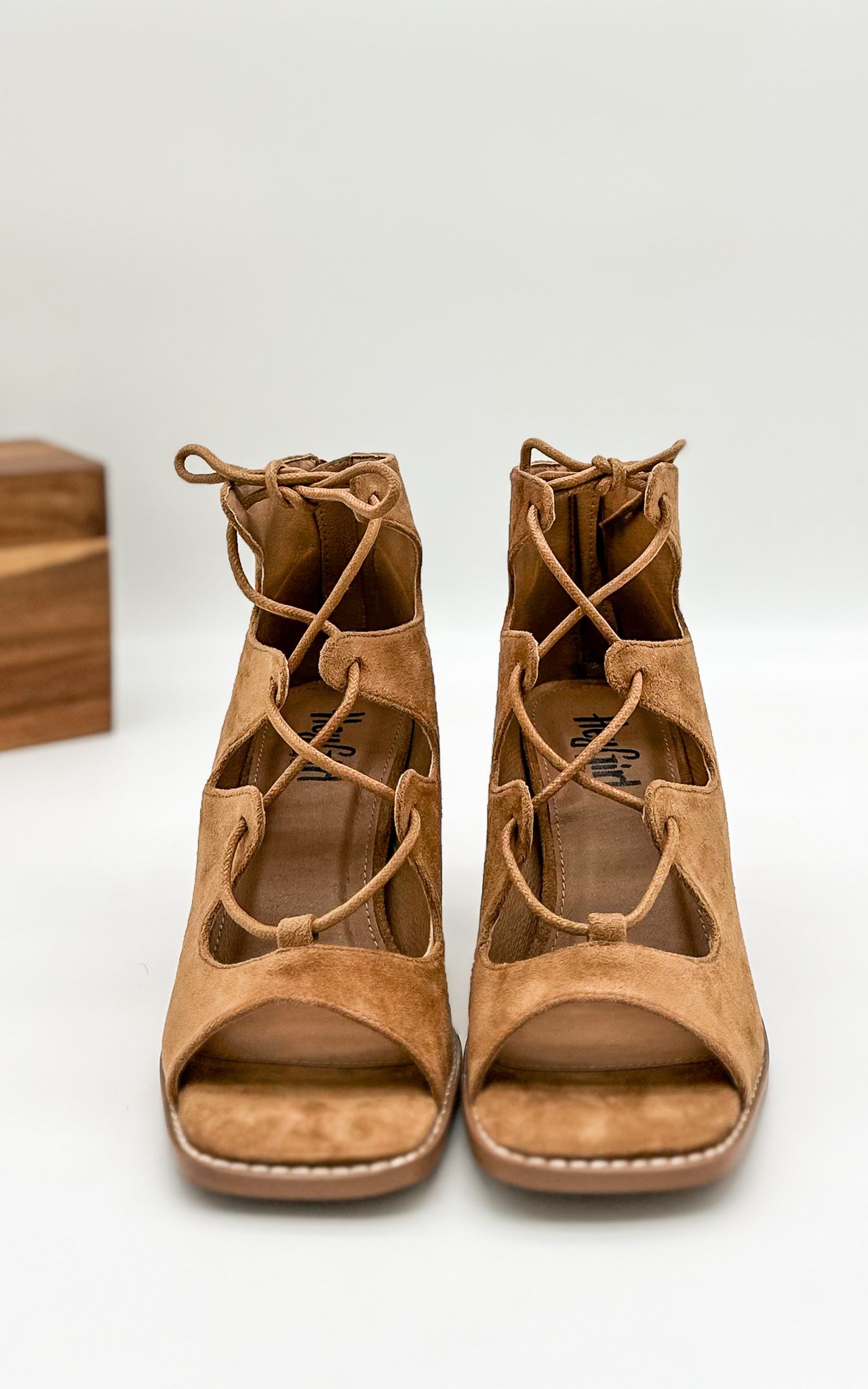 Corkys Wally Heeled Sandal in Camel Suede