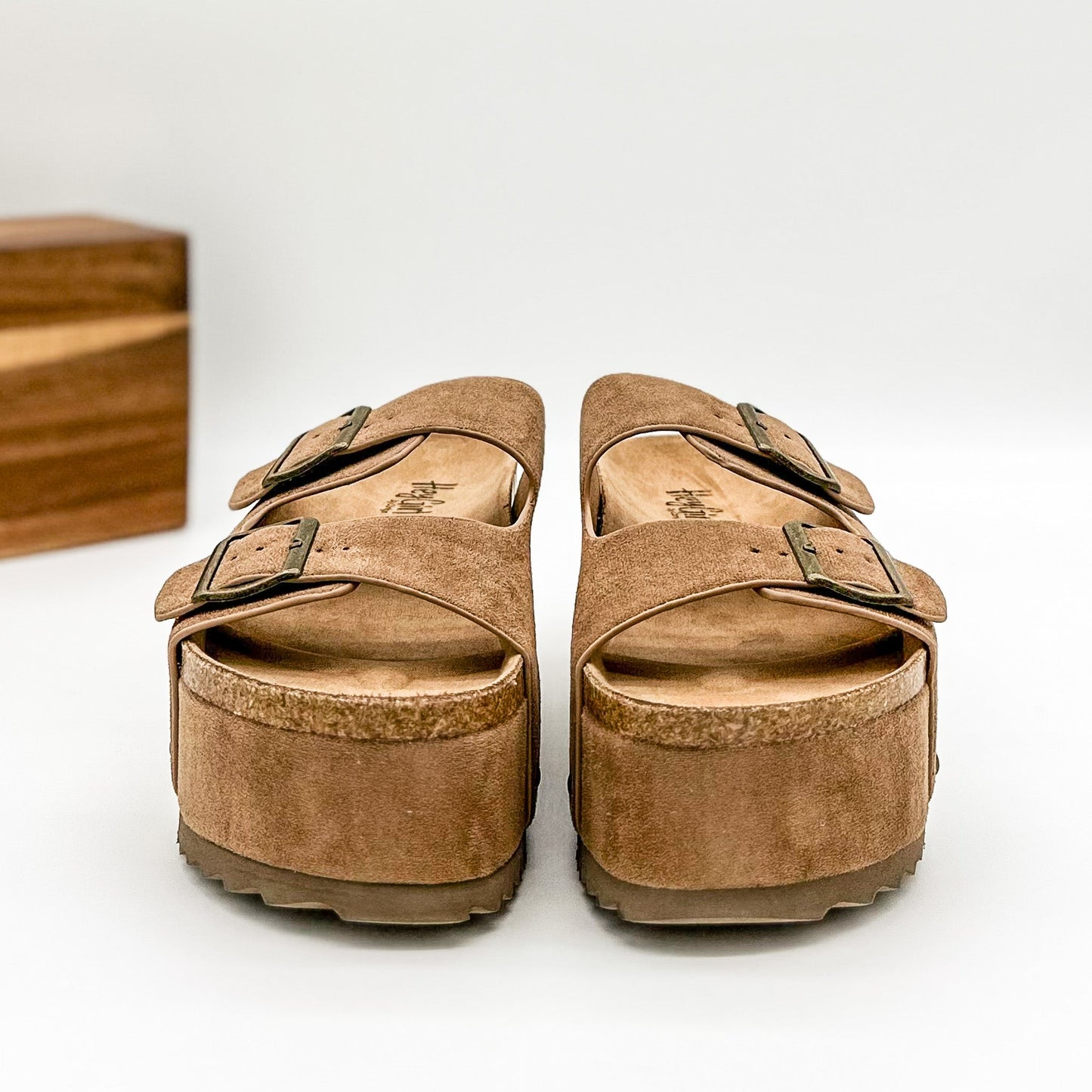 Corkys Wannabe Platform Sandal Slide in Cognac