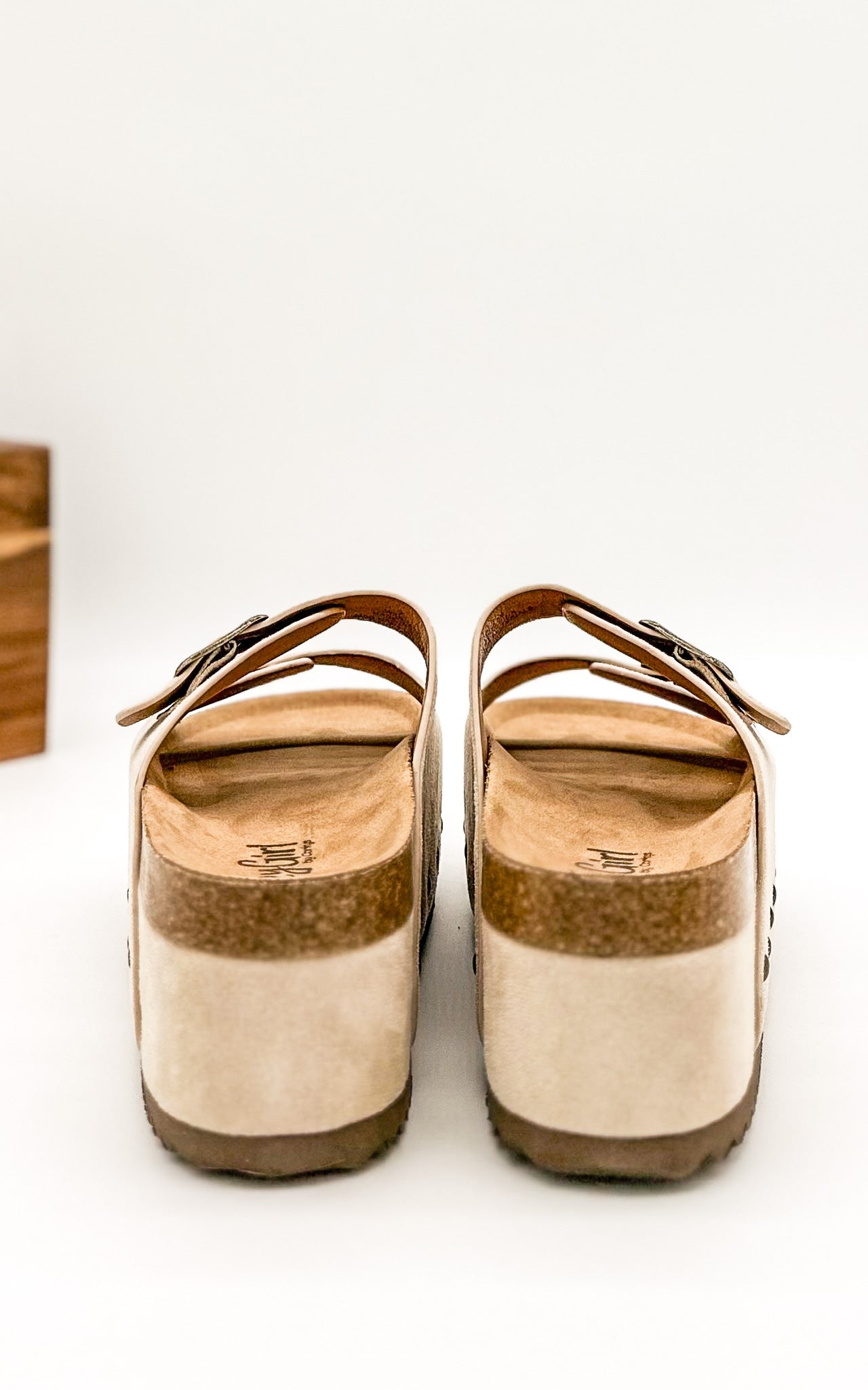 Corkys Wannabe Platform Sandal Slide in Light Tan