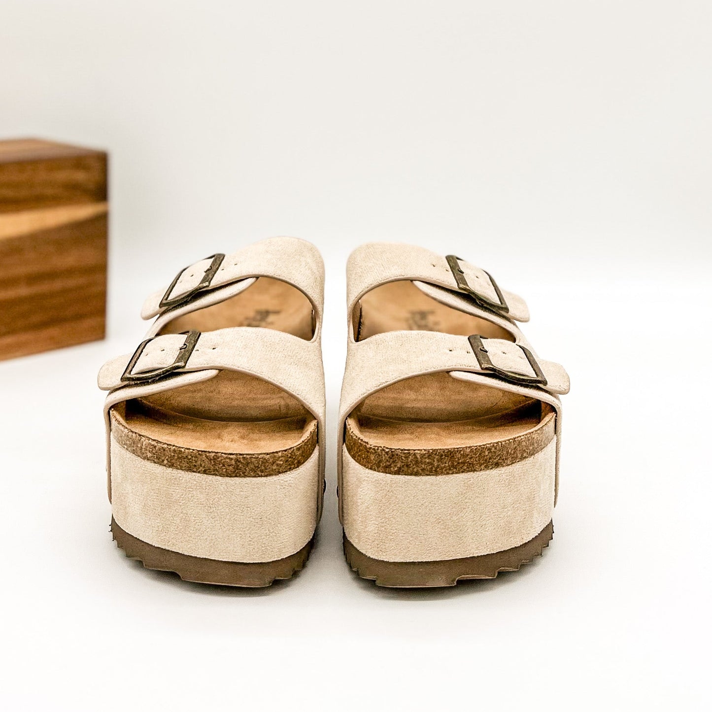 Corkys Wannabe Platform Sandal Slide in Light Tan