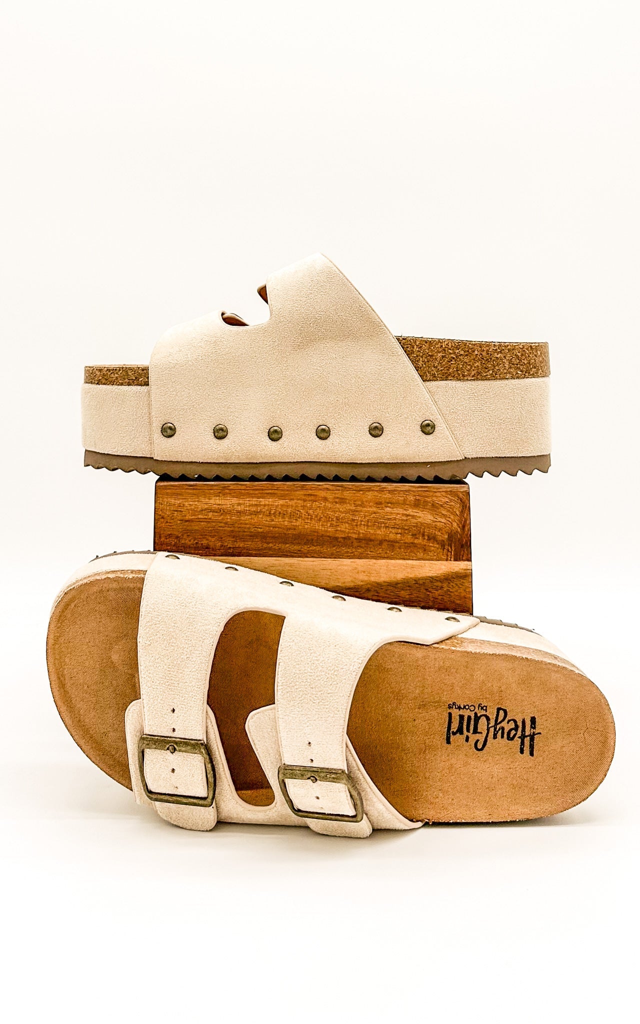 Corkys Wannabe Platform Sandal Slide in Light Tan