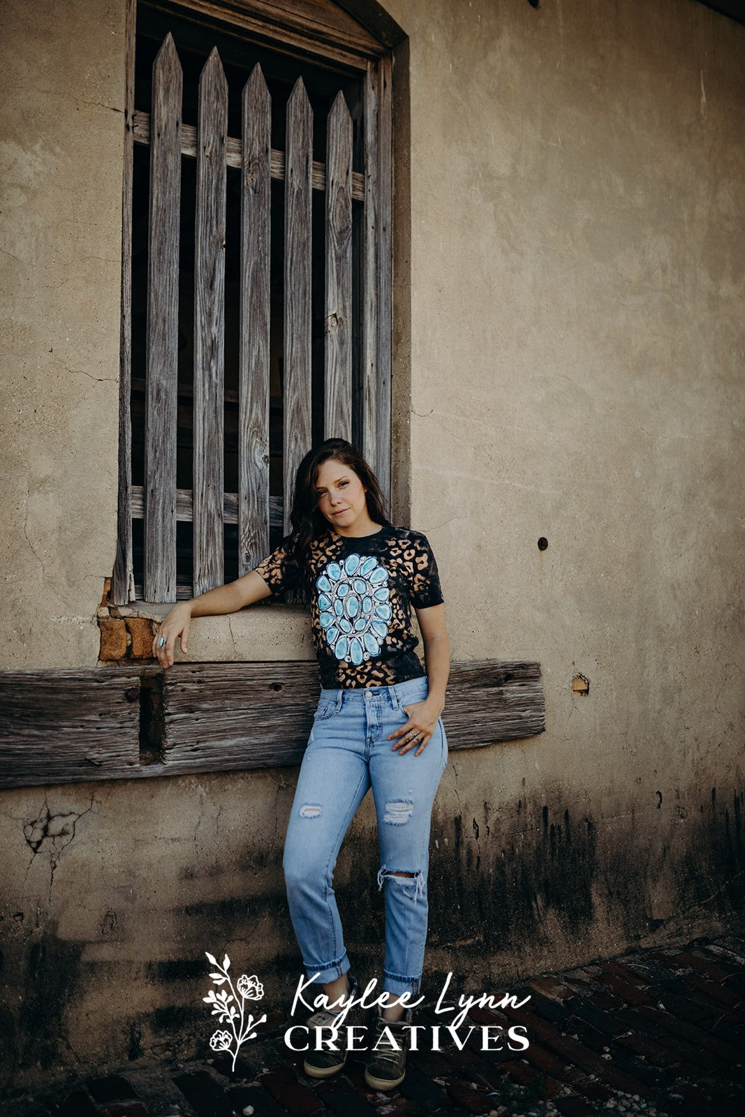 Bleached Leopard & Turquoise Concho