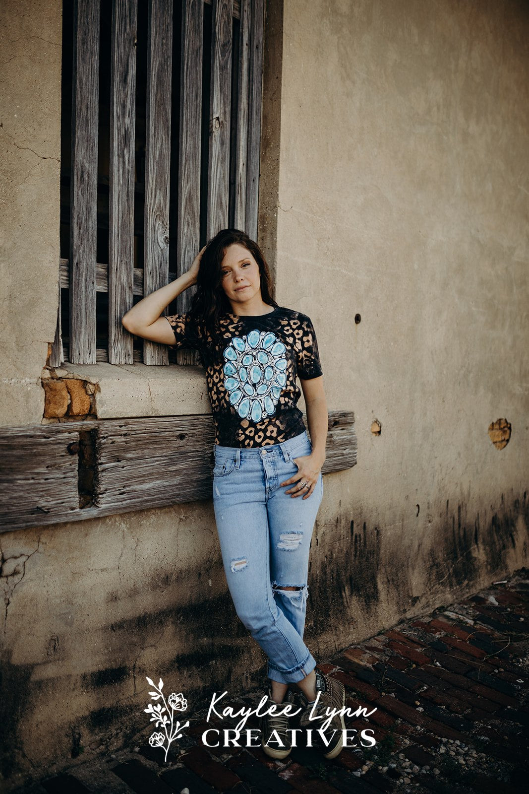 Bleached Leopard & Turquoise Concho