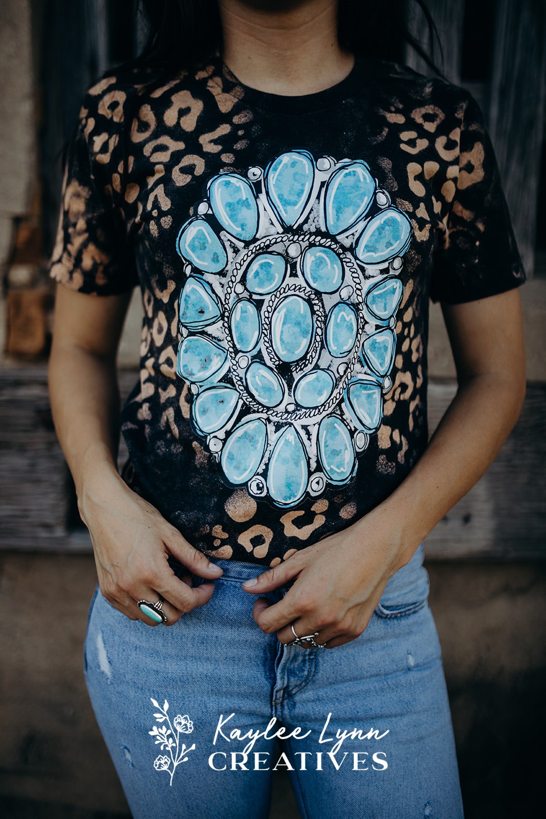 Bleached Leopard & Turquoise Concho