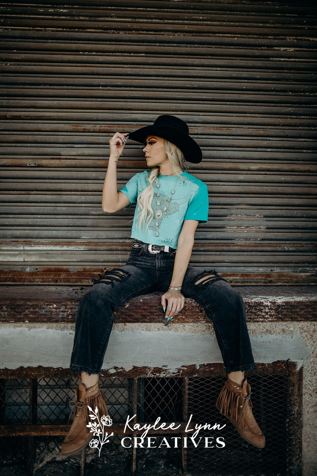 Teal Crop Top Highland Cow