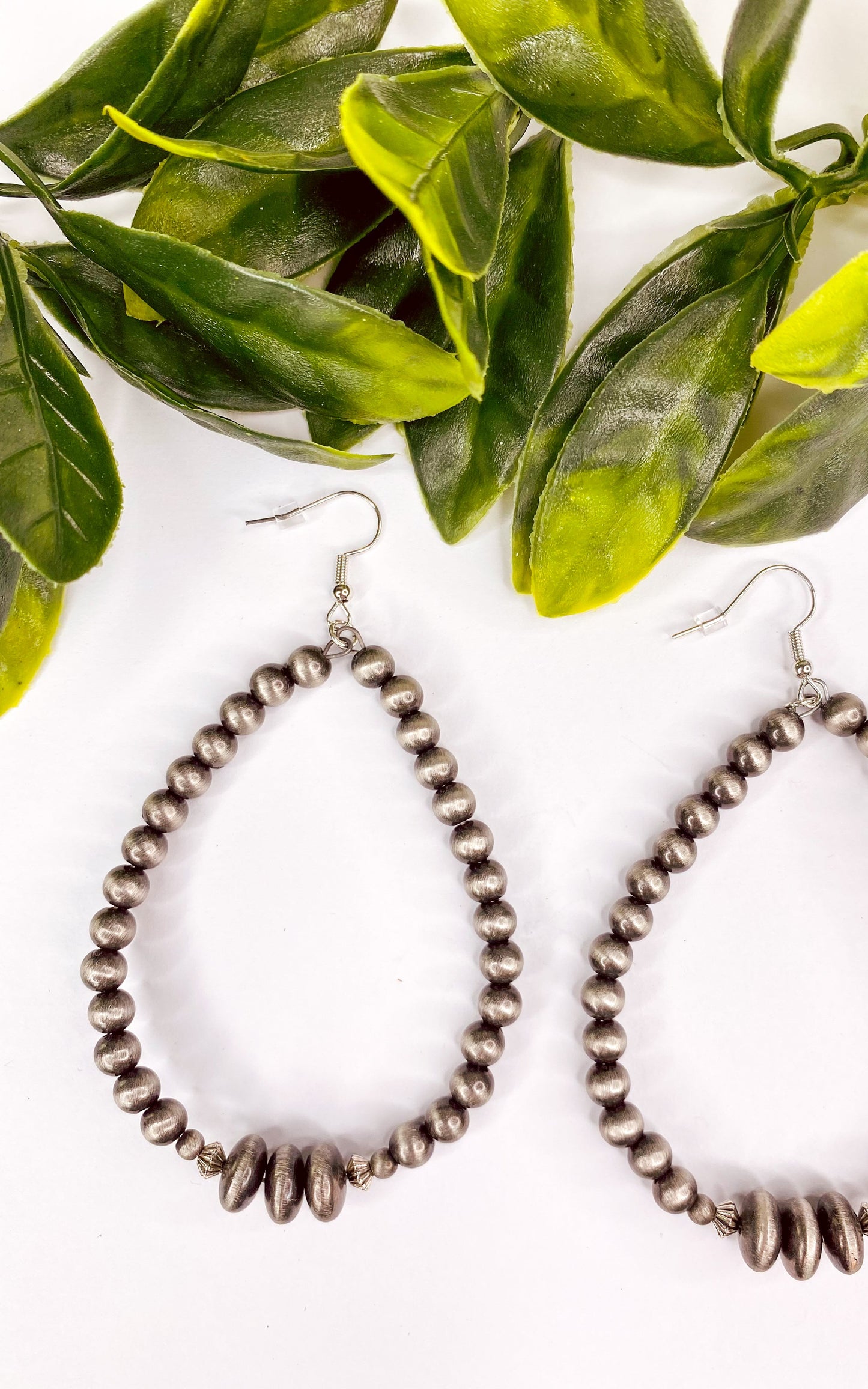 Faux Navajo Pearl Teardrop Hoops