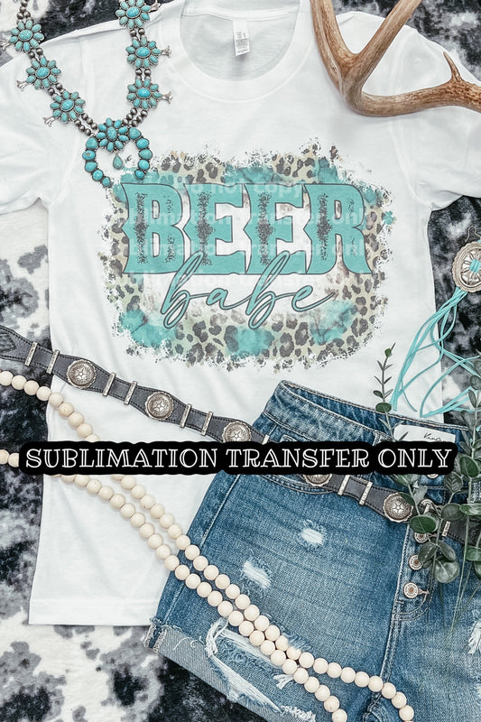 SUB TRANSFER- Turq Leopard Beer Babe