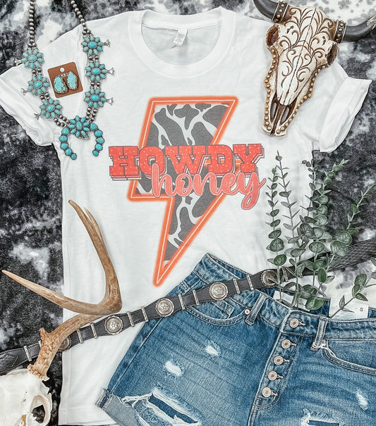 Cowhide Neon Howdy Honey
