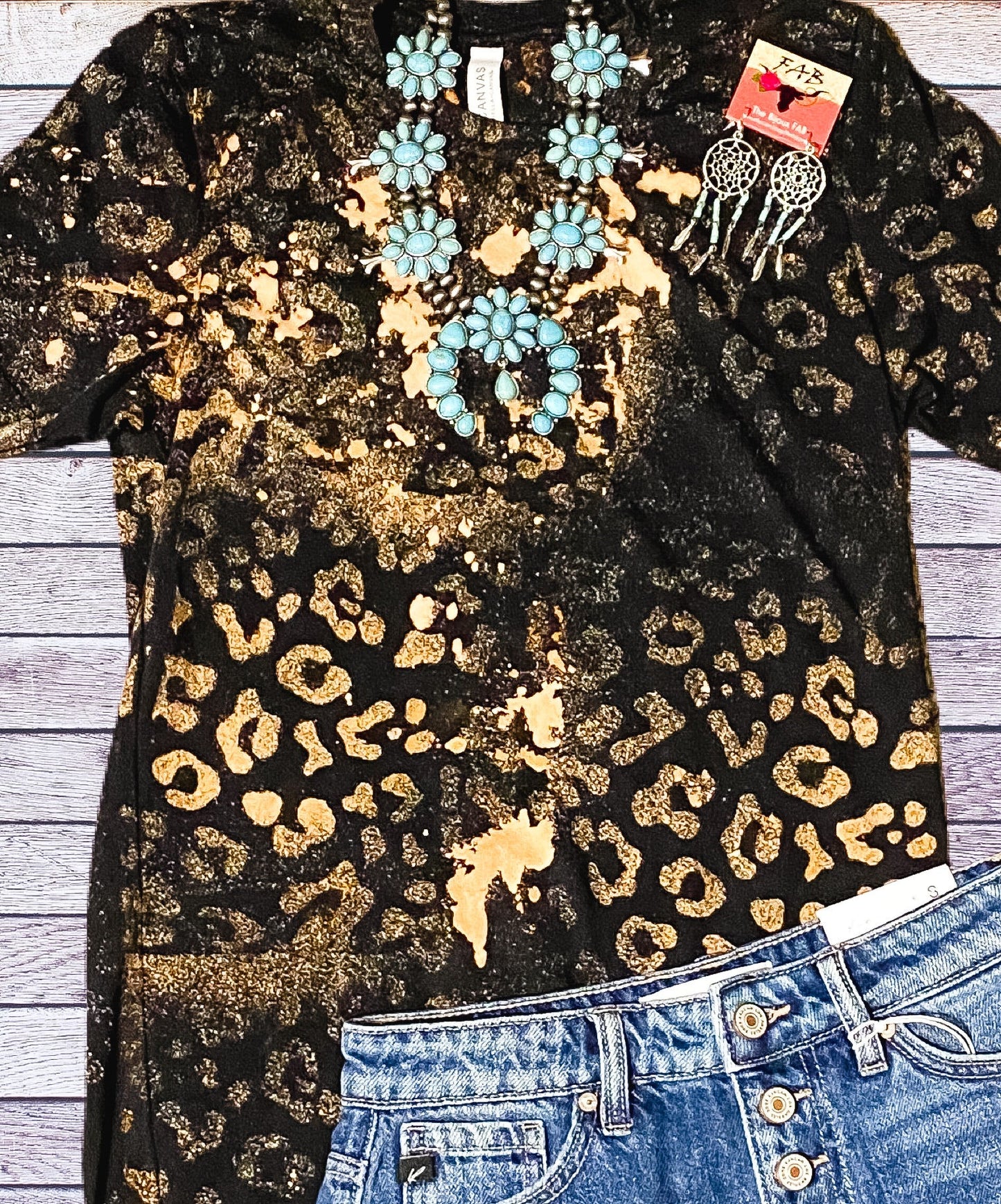 Plain Black Bleached Leopard