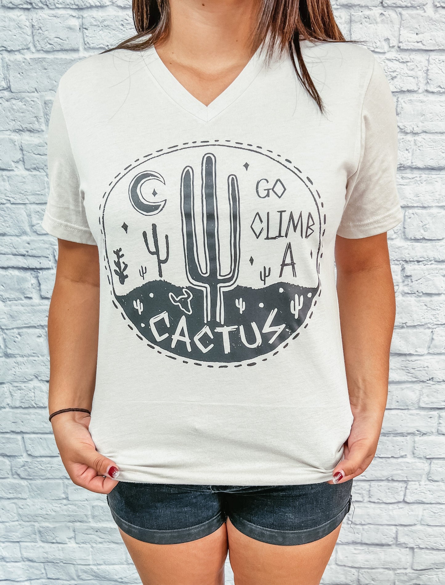 V-Neck Go Climb A Cactus