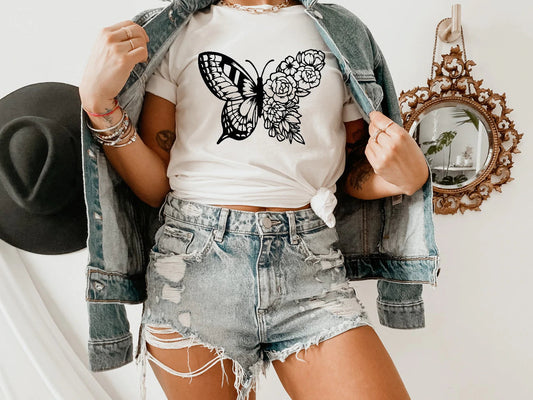 Floral Black Butterfly