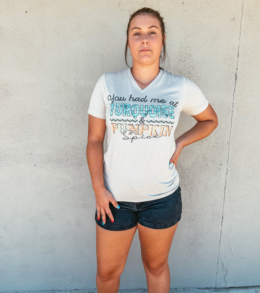 V- NECK Turquoise & Pumpkin Spice