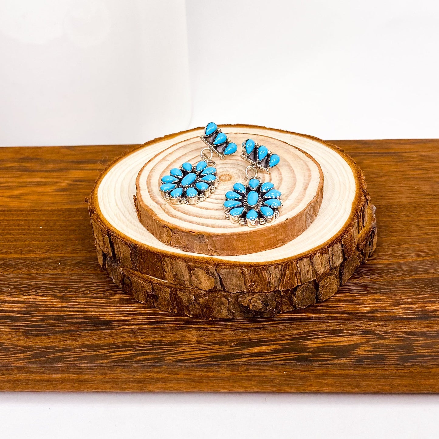 Dangle Cluster Turquoise Earrings
